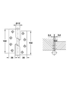 Kích thước của Bản lề nâng hạ Hafele 926.27.603