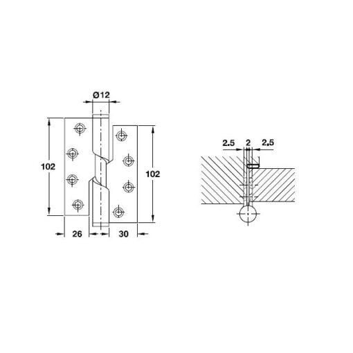 Kích thước của Bản lề nâng hạ Hafele 926.27.603
