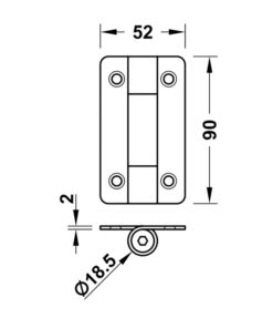 Kích thước của Bản lề nhà vệ sinh công cộng Hafele 988.98.091