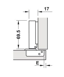 Kích thước của Bản lề trùm ngoài Metalla SM 110° giảm chấn Hafele 315.11.750