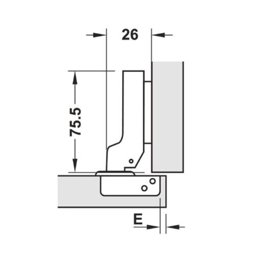 Kích thước của Bản lề trùm nửa Metalla SM 110º DIY Hafele 483.01.721