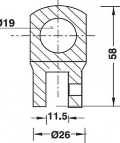 Kích thước của Bas giữ thanh treo gắn kính Hafele 981.52.793