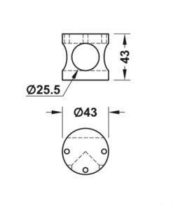 Kích thước của Bas nối chữ T nhà vệ sinh công cộng Hafele 988.98.070