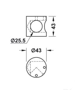Kích thước của Bas nối Hafele góc 90 Hafele 988.98.060
