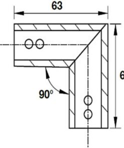 Kích thước của Bas nối thanh treo 90 độ Hafele 981.52.796
