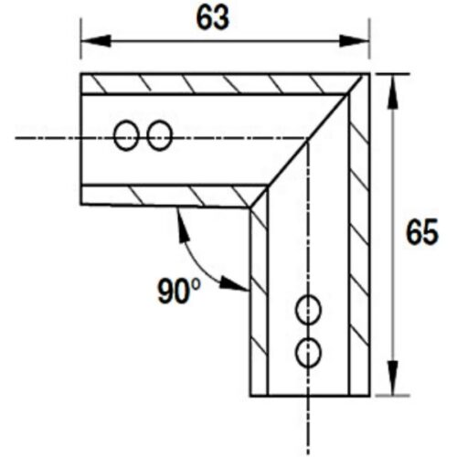 Kích thước của Bas nối thanh treo 90 độ Hafele 981.52.796