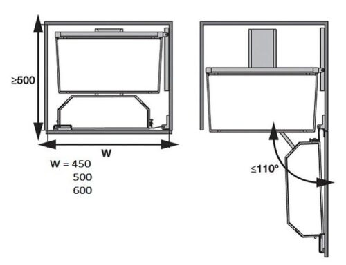 Kích thước của Bộ đựng thực phẩm 6 tầng 500/1700mm TANDEM ARE Hafele 545.93.433