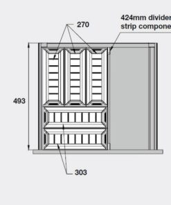 Kích thước của Bộ khay chia ngăn kéo bằng inox Hafele 552.52.390