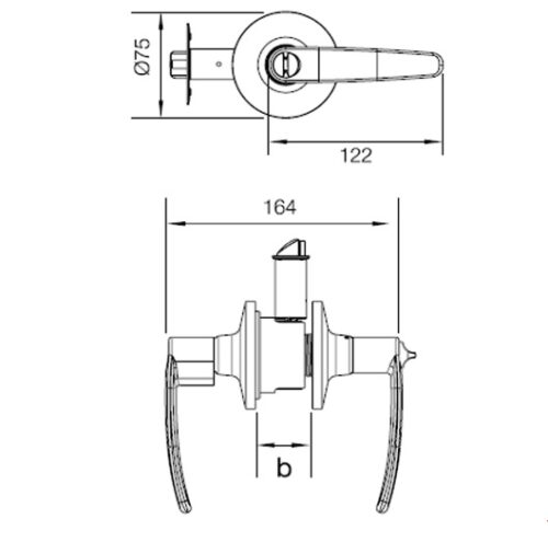 Kích thước của Bộ khóa tay nắm cửa vệ sinh Hafele 489.10.190