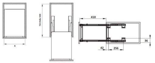 Kích thước của Bộ rổ dao thớt, chai lọ Sonata Hafele 549.20.211 mạ chrome