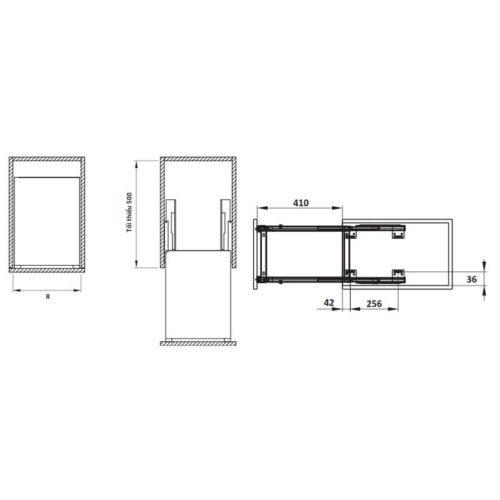 Kích thước của Bộ rổ dao thớt, chai lọ Sonata Hafele 549.20.214 mạ chrome