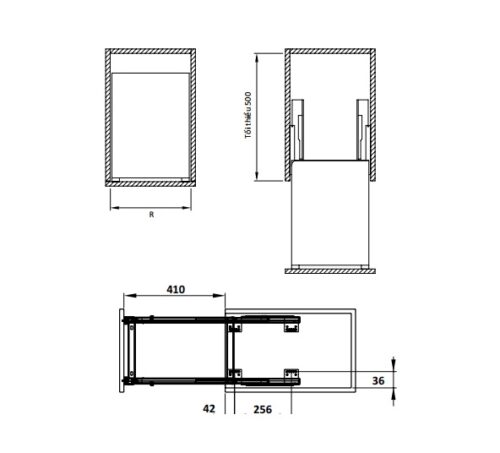 Kích thước của Bộ rổ dao thớt, chai lọ Sonata Hafele 549.20.215 mạ chrome