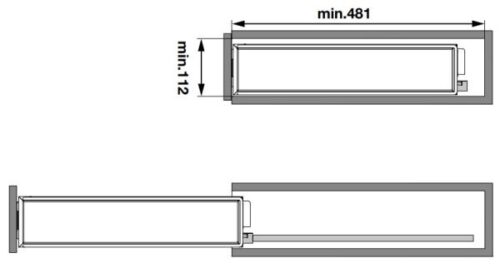 Kích thước của Bộ rổ kéo cho tủ bếp dưới Hafele 545.61.029