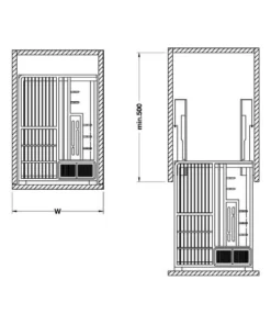 Kích thước của Bộ rổ kéo đa năng cho tủ dưới Rome Hafele 549.34.055, rộng 400