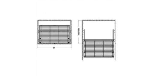 Kích thước của Bộ rổ kéo Hafele 549.03.134 cho tủ bếp dưới rộng 600mm