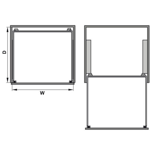 Kích thước của Bộ rổ kéo lọt lòng Arena Hafele 540.26.655, tủ rộng 500mm