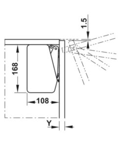 Kích thước của Bộ tay nâng Free Flap1.7 Hafele 493.05.820 nắp trắng