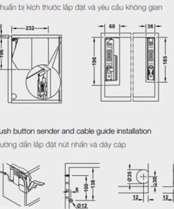Kích thước của Bộ tay nâng Free Flap 3.15 E Hafele 372.29.703 nắp xám