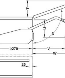 Kích thước của Bộ tay nâng Free Fold Short Hafele 493.05.730