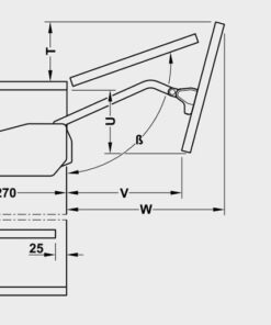Kích thước của Bộ tay nâng Free Fold Short Hafele 493.05.737