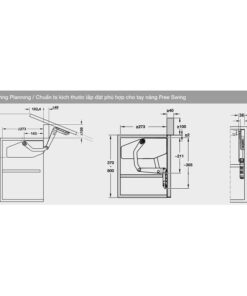 Kích thước của Bộ tay nâng Free Swing Hafele 493.05.763, trắng