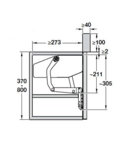 Kích thước của Bộ tay nâng Free Up Hafele 493.05.790 nắp trắng