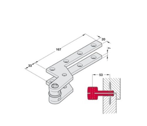 Bộ trục kẹp cửa 1 chiều Hafele 932.10.420