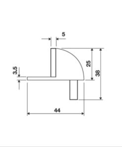 Kích thước của Chặn cửa gắn sàn màu đen Hafele 937.56.413