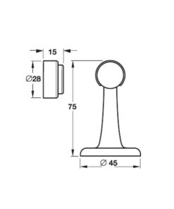 Kích thước của Chặn cửa nam châm đồng bóng PVD Hafele 938.62.038
