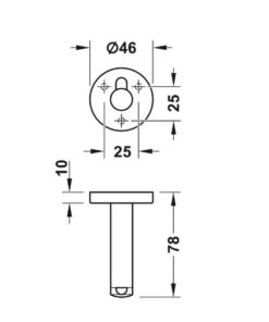 Kích thước của Chặn cửa nhà vệ sinh công cộng Hafele 988.98.160