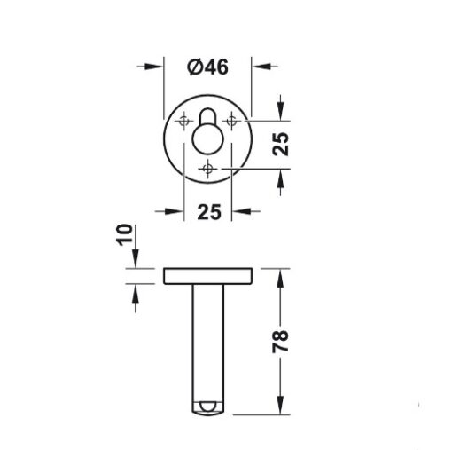 Kích thước của Chặn cửa nhà vệ sinh công cộng Hafele 988.98.160