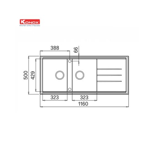 Thiết kế của Chậu rửa bát Konox Granite Sink Phoenix 1160 - Black