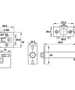 Kích thước của Chốt an toàn dạng xích Hafele 911.59.019
