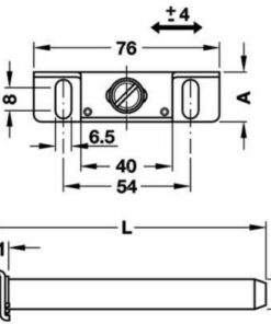 Kích thước của Chốt đỡ kệ âm gắn tường 110mm Hafele 283.33.930