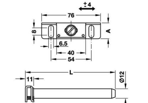 Chốt đỡ kệ âm gắn tường 110mm Hafele 283.33.930 5 Kích thước của Chốt đỡ kệ âm gắn tường 110mm Hafele 283.33.930