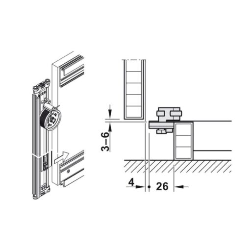 Cửa trượt xoay bằng gỗ Hafele 408.30.590 - Ảnh 3