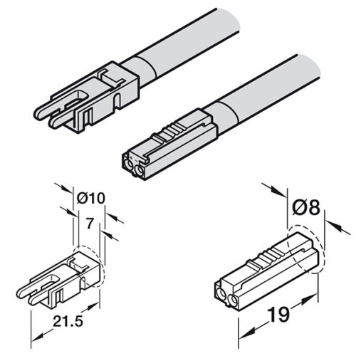 Kích thước của Dây dẫn adapter Hafele 833.72.742