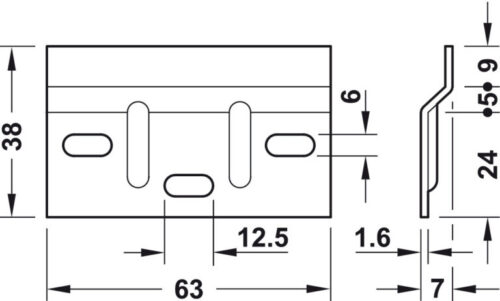 Kích thước của Đế gắn tường cho bas treo tủ Hafele 290.08.920