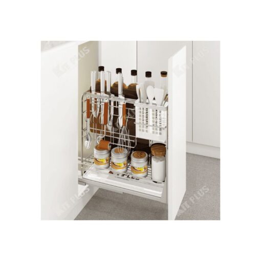 Giá dao thớt nan dẹt inox mờ, ray giảm chấn Kit Plus EC VIP.25