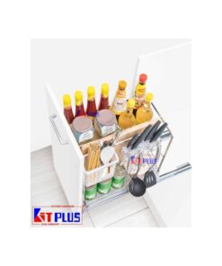 Giá dao thớt nan dẹt inox mờ, ray giảm chấn Kit Plus EC VIP.35