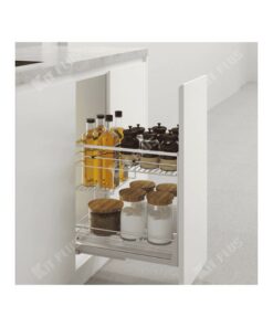 Giá để gia vị nan dẹt Inox mờ, ray giảm chấn Kit Plus DS.30