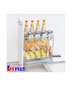 Giá để gia vị nan dẹt Inox mờ, ray giảm chấn Kit Plus DS.30