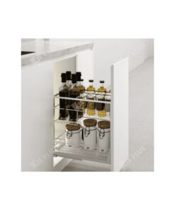 Giá để gia vị nan dẹt Inox mờ, ray giảm chấn Kit Plus DS.35