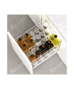 Giá để gia vị nan dẹt Inox mờ, ray giảm chấn Kit Plus DS.40