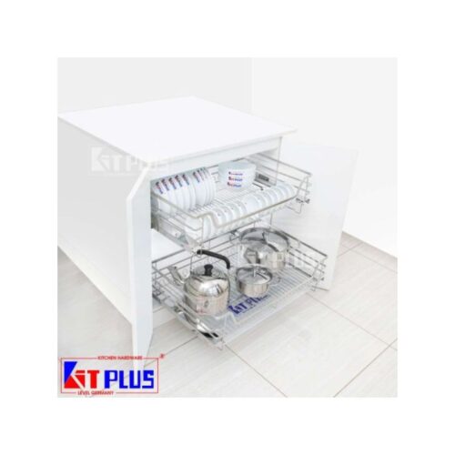 Giá xoong nồi, bát đĩa đa năng nan dẹt inox mờ Kit Plus BM VIP.60