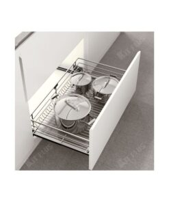 Giá xoong nồi nan tròn Inox mờ, ray giảm chấn Kit Plus DG60S