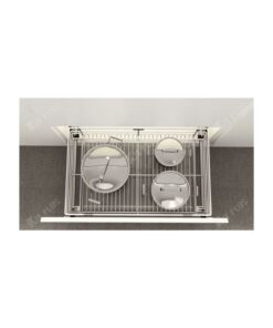 Giá xoong nồi nan tròn Inox mờ, ray giảm chấn Kit Plus DG80S