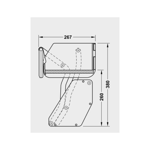 Kích thước của Kệ nâng hạ cho tủ bếp rộng 900mm, 1 khay, Hafele 504.68.915