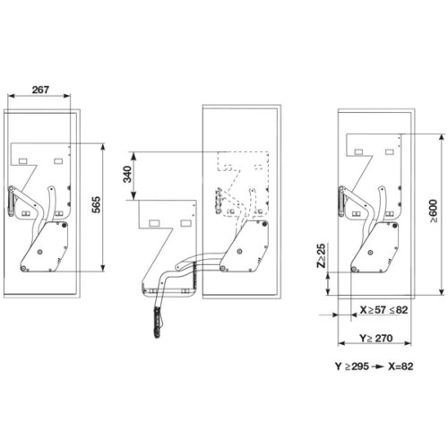 Kích thước của Kệ nâng hạ Imove R600mm Hafele 504.68.923