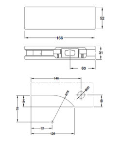 Kích thước của Kẹp kính dưới Inox bóng Hafele 981.00.654